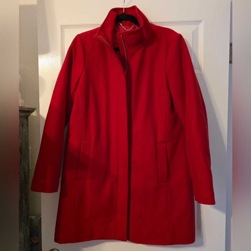Lands' End Women's Vibrant Red Pea Coat